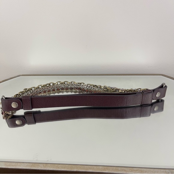 COLDWATER CREEK 90s Dark Brown Leather Bohemian Layered Multi Chain Drape Belt - Picture 5 of 8
